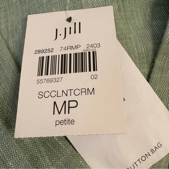 NWT J.Jill Pure Jill 100% Linen 3 Button Front Tunic Blouse Sage Green Sz MP - Picture 12 of 14